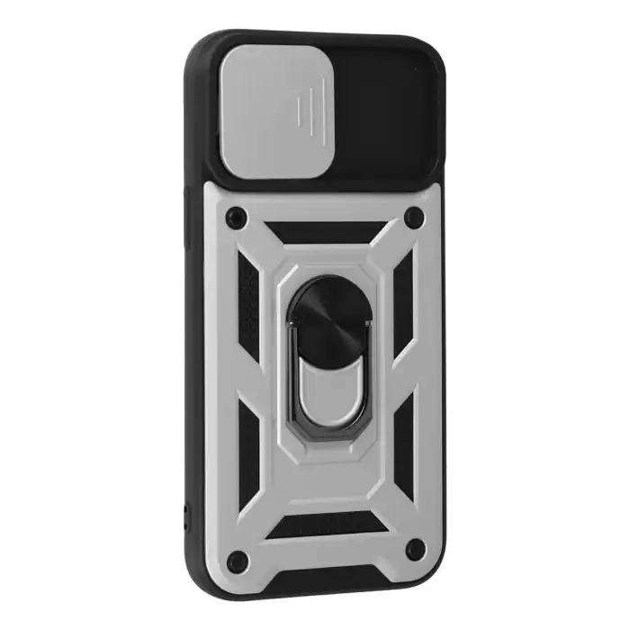 Apple İphone 13 Pro Kılıf Pars Lens Yüzüklü Silikon - Gümüş