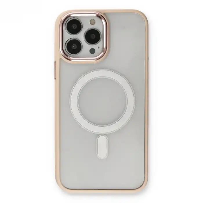 Apple İphone 13 Pro Kılıf Room Magneticsafe Silikon - Pudra