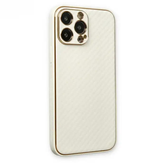Apple İphone 13 Pro Max Kılıf Coco Karbon Silikon - Beyaz