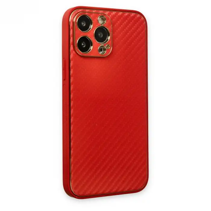 Apple İphone 13 Pro Max Kılıf Coco Karbon Silikon - Kırmızı