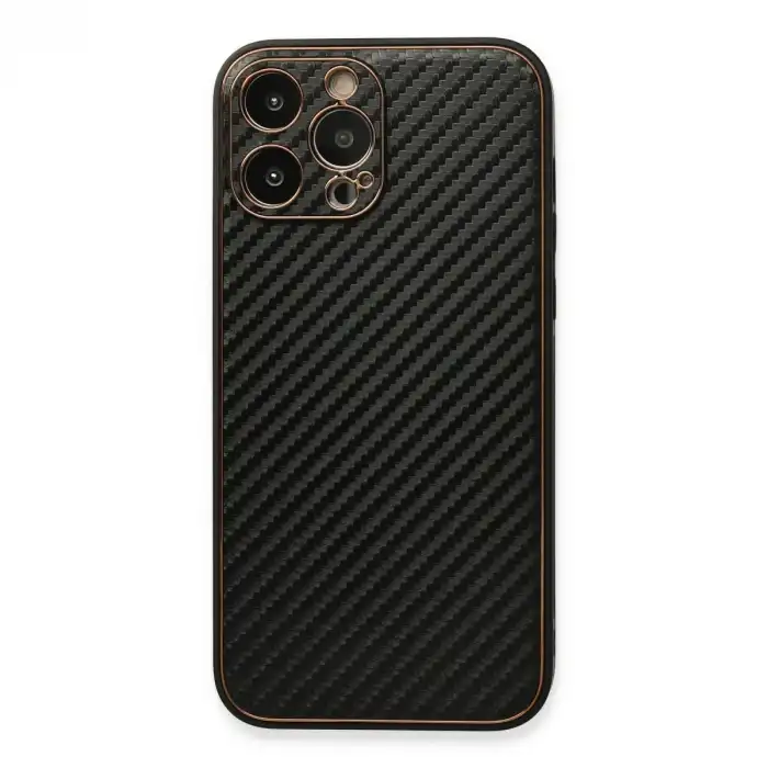 Apple İphone 13 Pro Max Kılıf Coco Karbon Silikon - Siyah