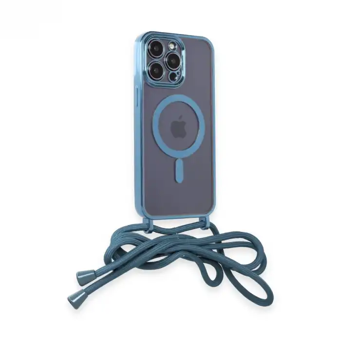 Apple İphone 13 Pro Max Kılıf Divo Lazer Askılı Magsafe Kapak - Sierra Blue