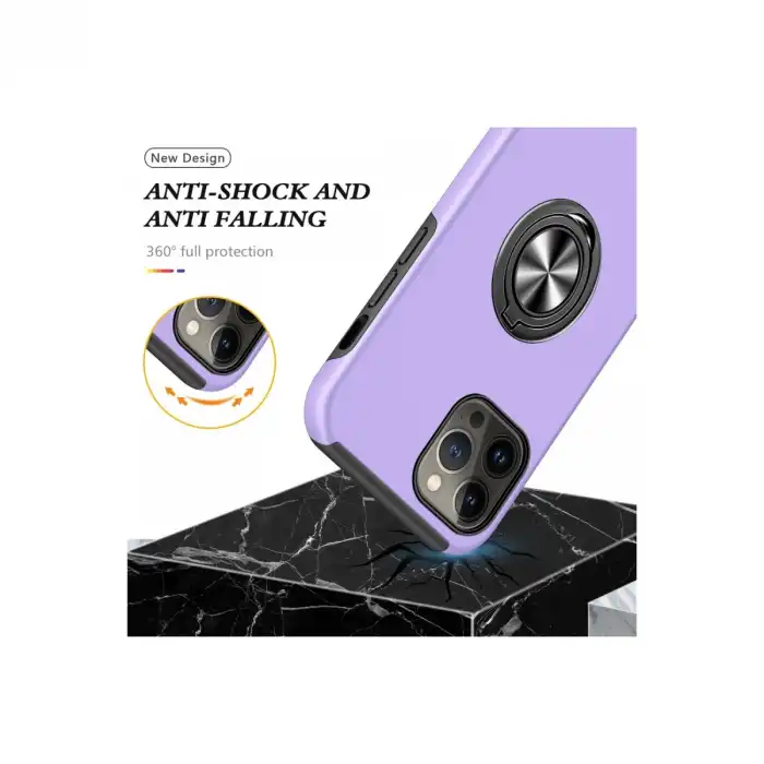 Apple İphone 13 Pro Max Kılıf Elit Yüzüklü Kapak - Mor