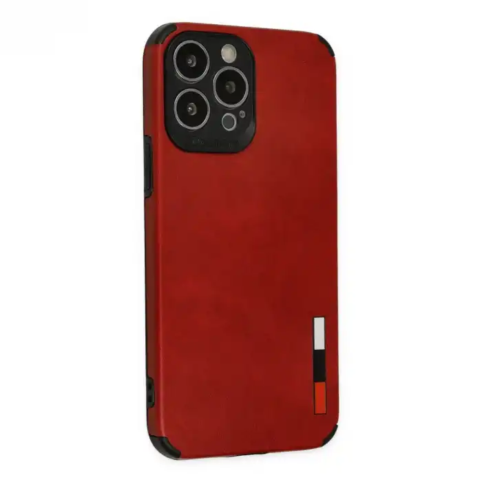 Apple İphone 13 Pro Max Kılıf Loop Deri Silikon - Kırmızı