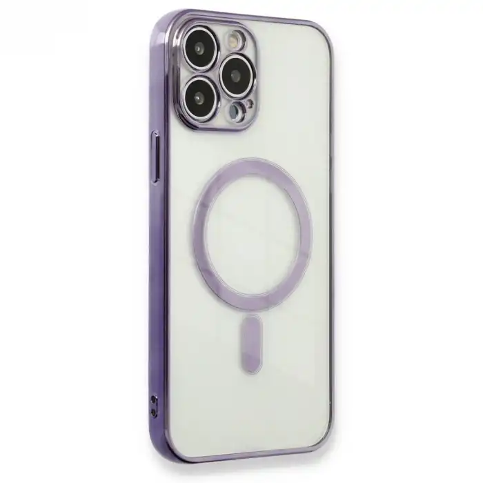 Apple İphone 13 Pro Max Kılıf Magneticsafe Lazer Silikon - Mor