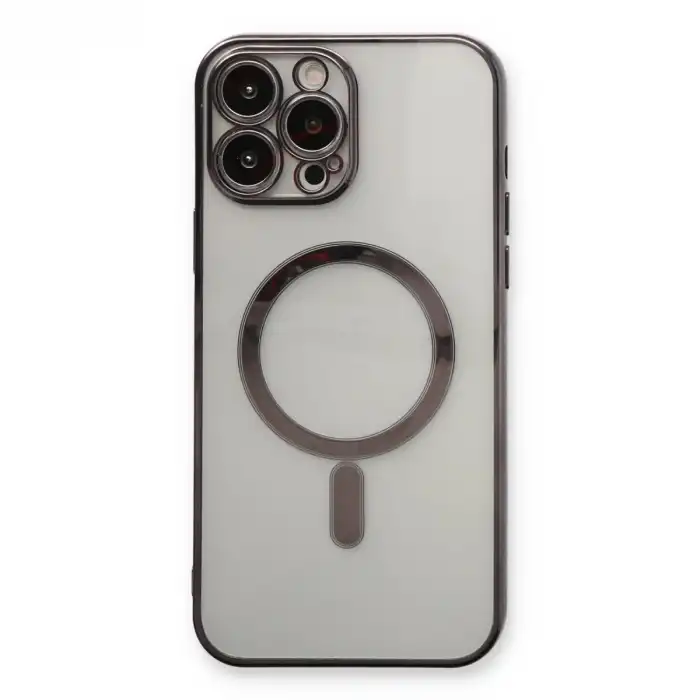 Apple İphone 13 Pro Max Kılıf Magneticsafe Lazer Silikon - Siyah