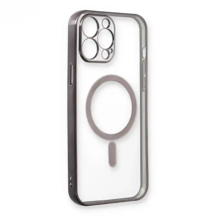 Apple İphone 13 Pro Max Kılıf Magneticsafe Lazer Silikon - Siyah