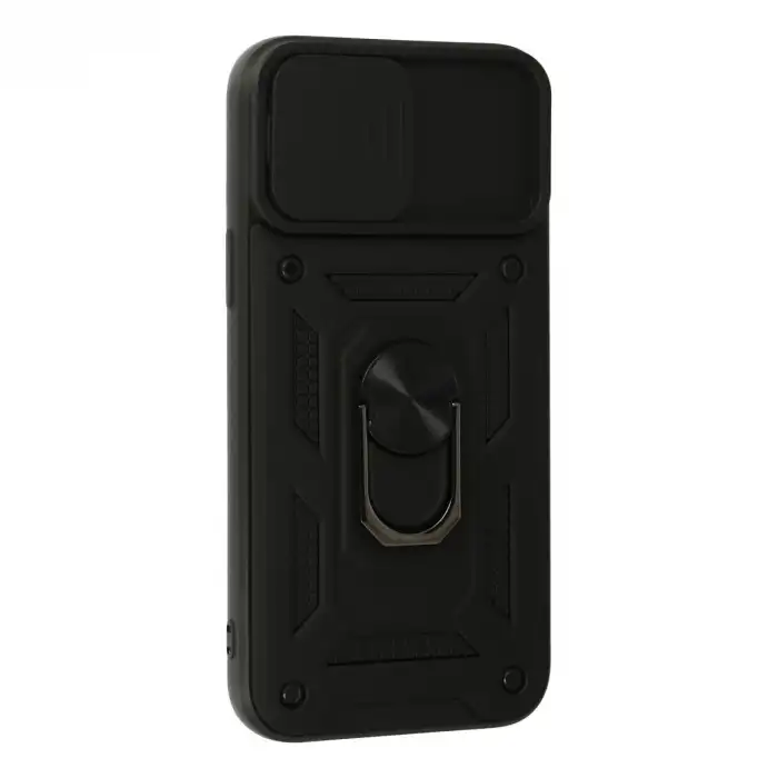 Apple İphone 13 Pro Max Kılıf Pars Lens Yüzüklü Silikon - Siyah