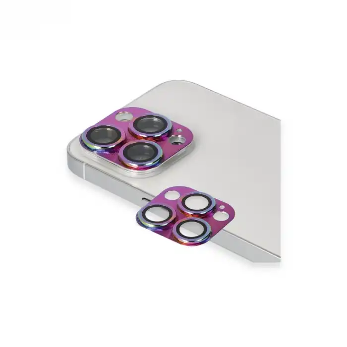 Apple İphone 13 Pro Max Pers Alüminyum Kamera Lens - Rainbow