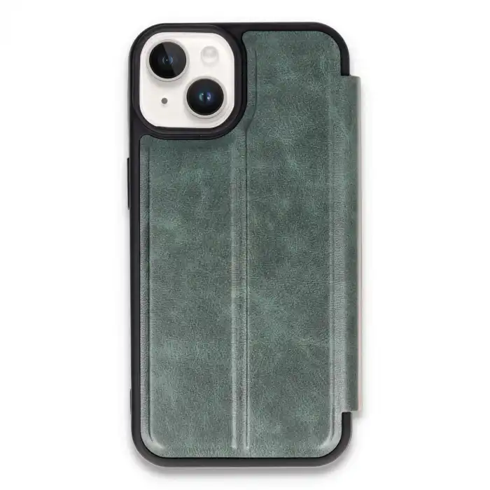 Apple İphone 14 Kılıf Flip Cover - Koyu Yeşil
