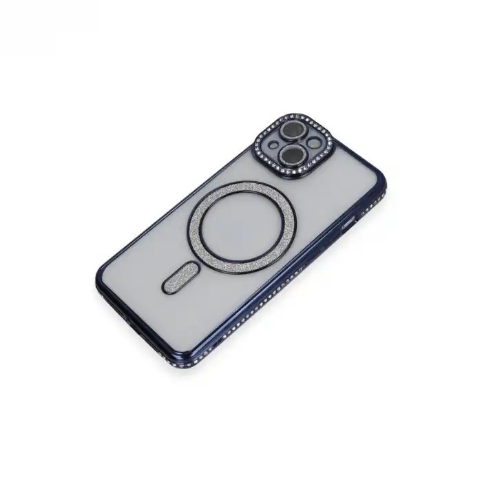 Apple İphone 14 Kılıf Joke Simli Magneticsafe Kılıf - Lacivert