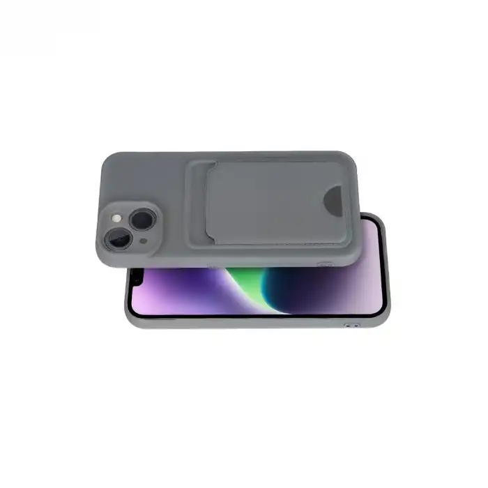 Apple İphone 14 Kılıf Kelvin Kartvizitli Silikon - Gri