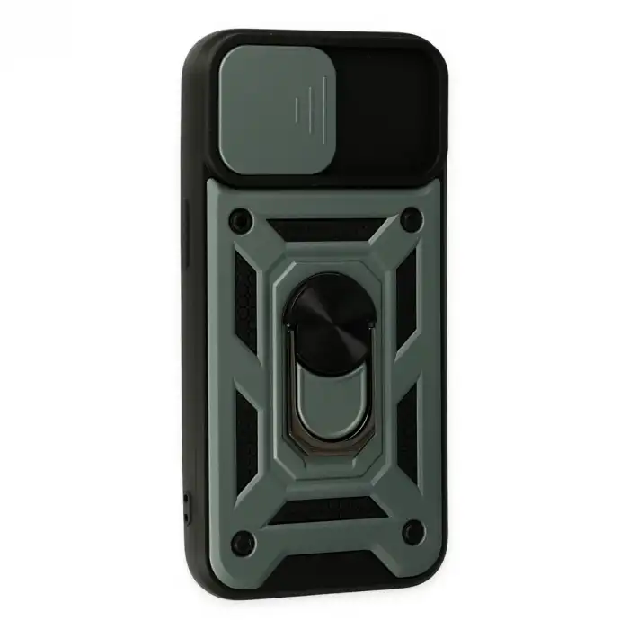 Apple İphone 14 Kılıf Pars Lens Yüzüklü Silikon - Yeşil