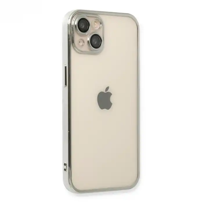 Apple İphone 14 Kılıf Razer Lensli Silikon - Gümüş