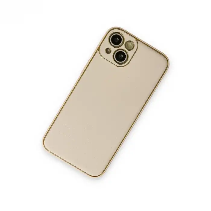 Apple İphone 14 Plus Kılıf Coco Deri Silikon Kapak - Gold
