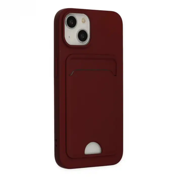 Apple İphone 14 Plus Kılıf Kelvin Kartvizitli Silikon - Bordo