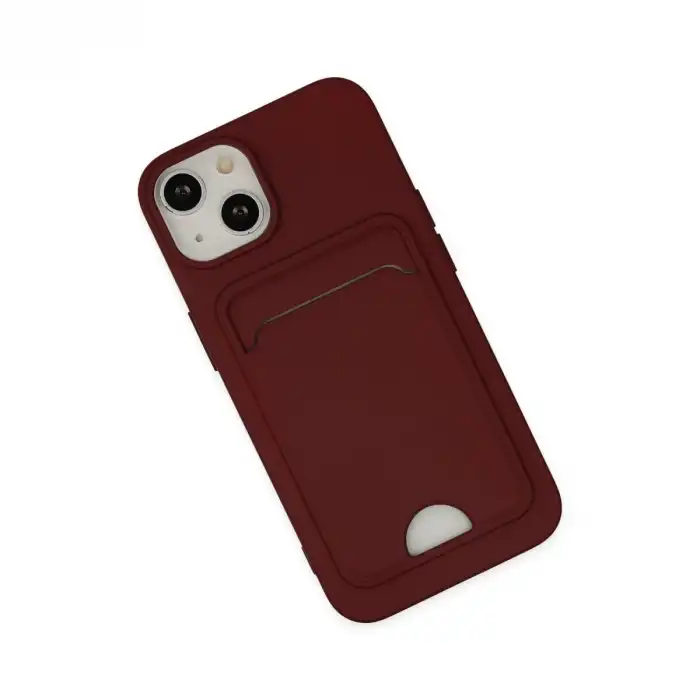 Apple İphone 14 Plus Kılıf Kelvin Kartvizitli Silikon - Bordo
