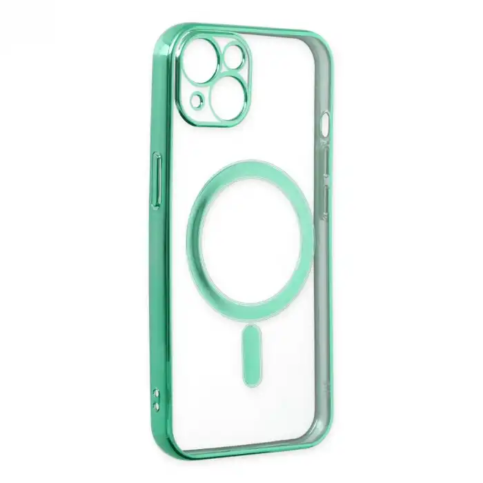 Apple İphone 14 Plus Kılıf Magneticsafe Lazer Silikon - Haki Yeşil