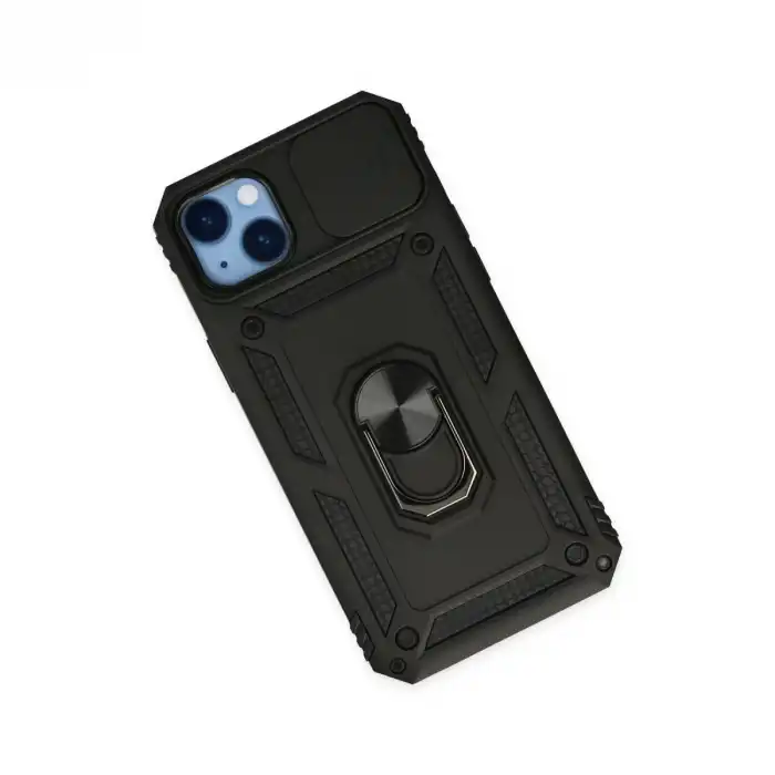 Apple İphone 14 Plus Kılıf Pars Lens Yüzüklü Silikon - Siyah