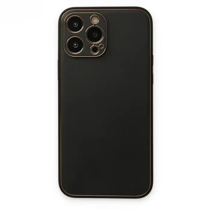 Apple İphone 14 Pro Kılıf Coco Deri Silikon Kapak - Siyah