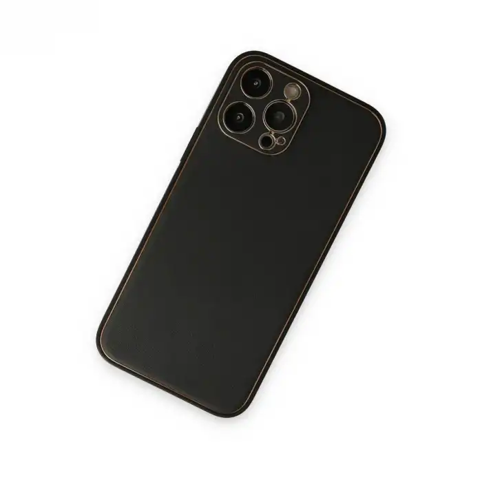 Apple İphone 14 Pro Kılıf Coco Deri Silikon Kapak - Siyah