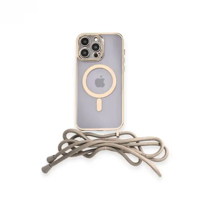 Apple İphone 14 Pro Kılıf Divo Lazer Askılı Magsafe Kapak - Gold