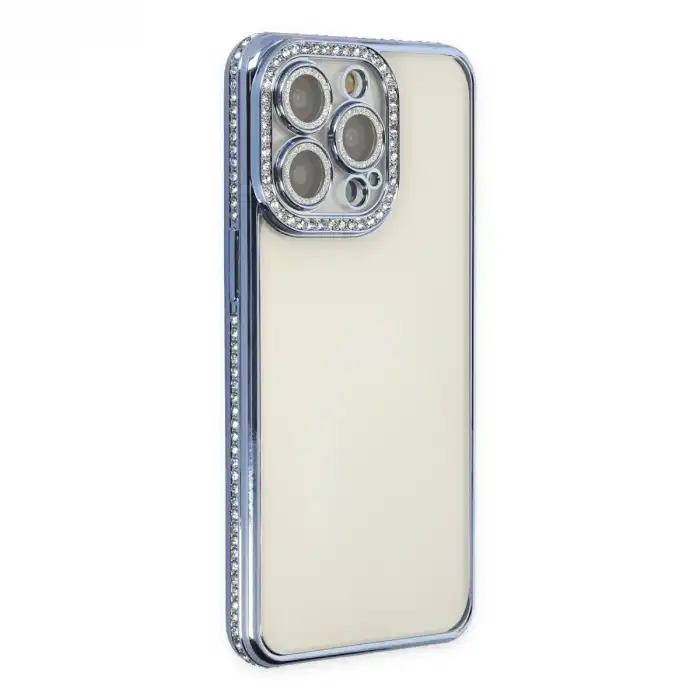 Apple İphone 14 Pro Kılıf Joke Taşlı Silikon - Mavi