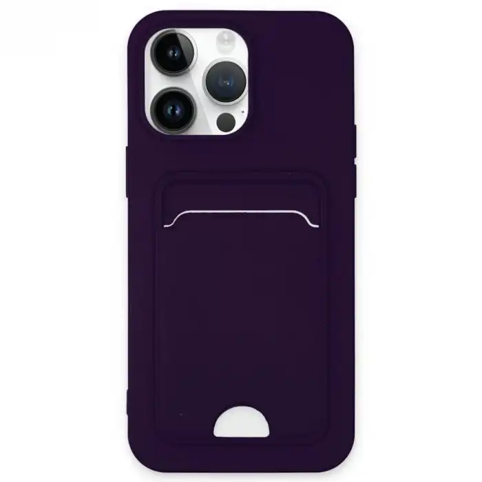 Apple İphone 14 Pro Kılıf Kelvin Kartvizitli Silikon - Derin Mor