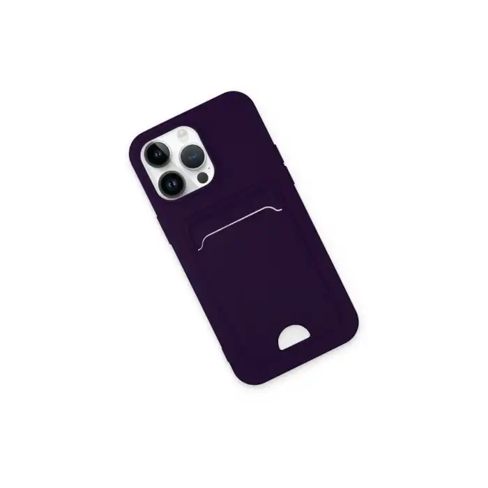 Apple İphone 14 Pro Kılıf Kelvin Kartvizitli Silikon - Derin Mor