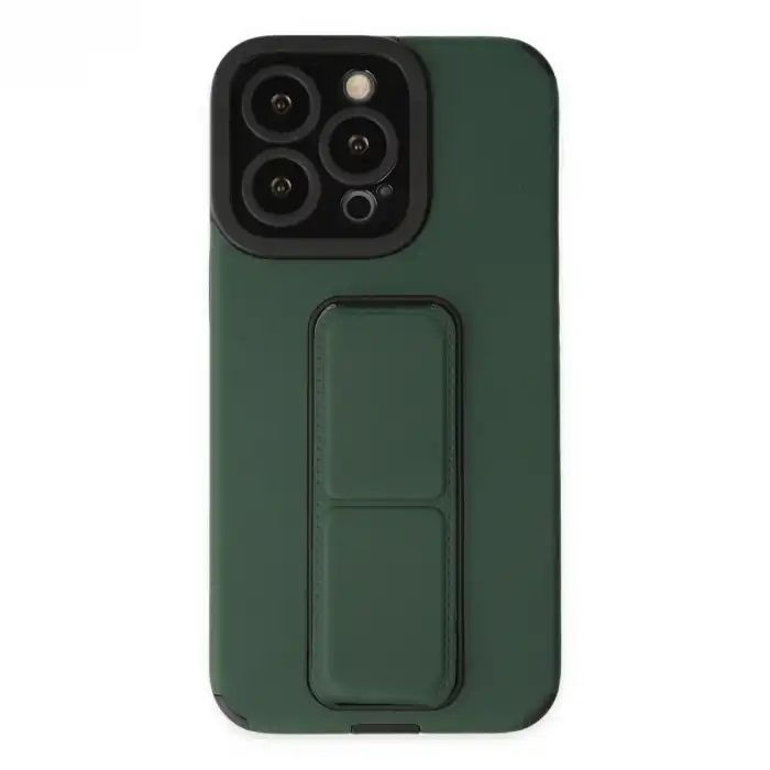 Apple İphone 14 Pro Kılıf Mega Standlı Silikon - Yeşil