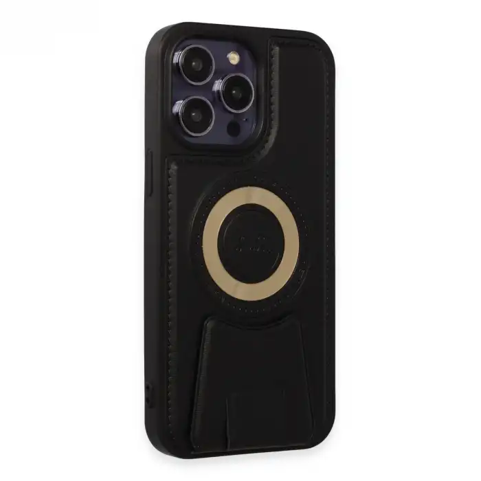 Apple İphone 14 Pro Kılıf Merkür Magneticsafe Standlı Kapak - Siyah