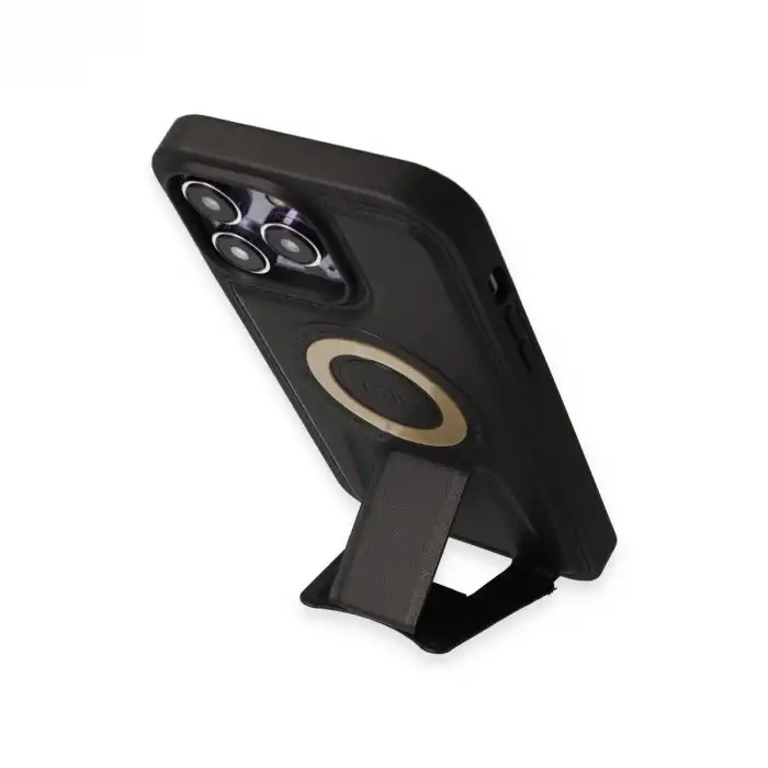 Apple İphone 14 Pro Kılıf Merkür Magneticsafe Standlı Kapak - Siyah