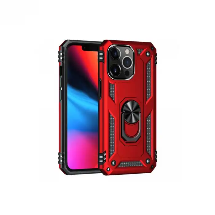 Apple İphone 14 Pro Kılıf Sofya Yüzüklü Silikon Kapak - Kırmızı