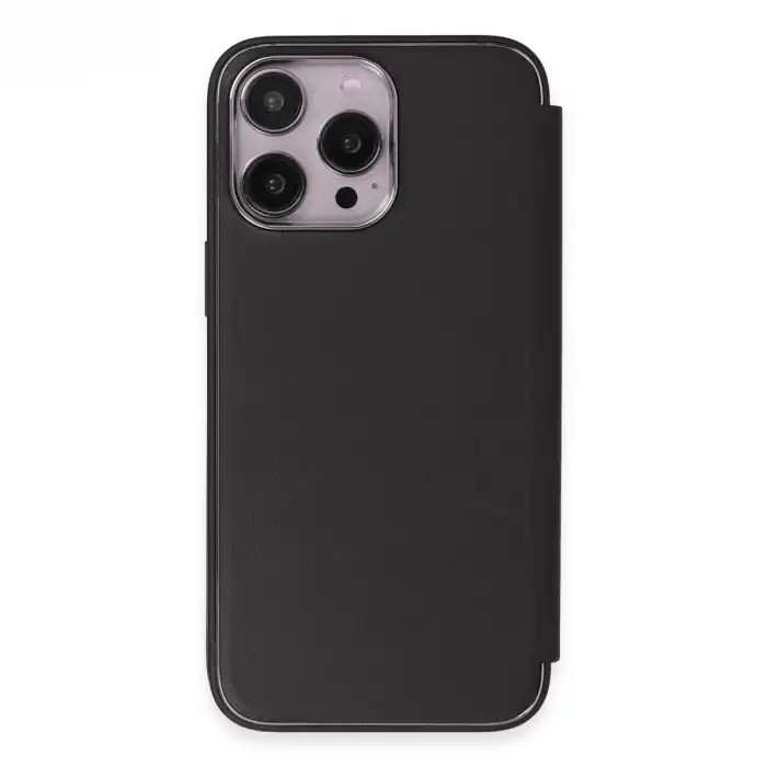 Apple İphone 14 Pro Max Kılıf Dolpin Kapaklı - Siyah