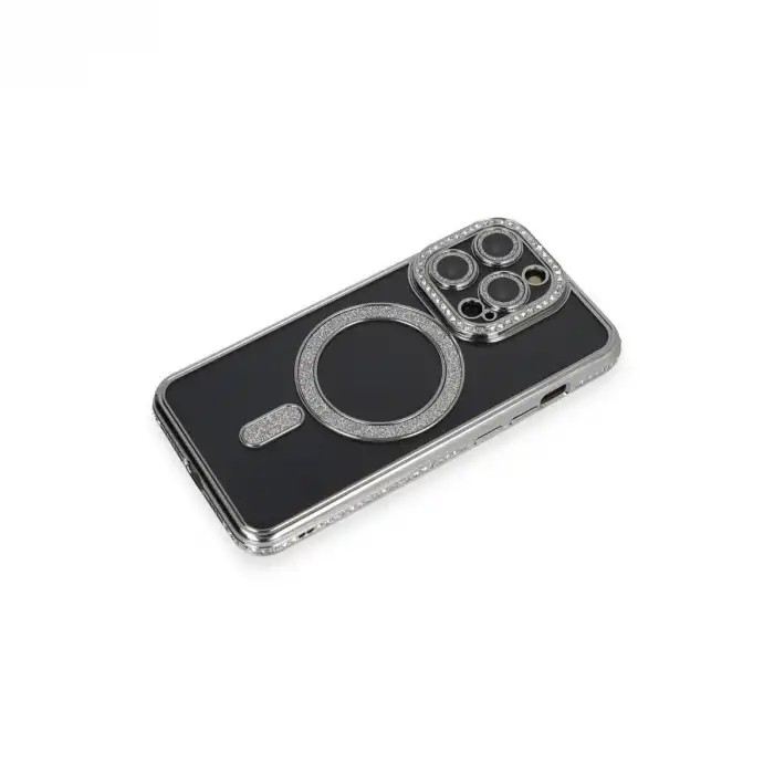 Apple İphone 14 Pro Max Kılıf Joke Simli Magneticsafe Kılıf - Gri