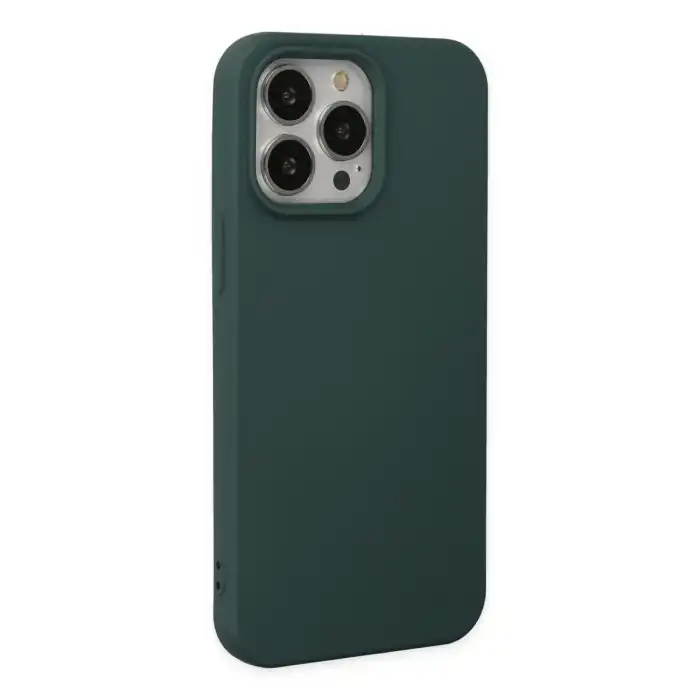 Apple İphone 14 Pro Max Kılıf Nano İçi Kadife Silikon - Koyu Yeşil