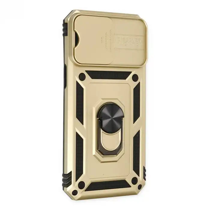 Apple İphone 14 Pro Max Kılıf Pars Lens Yüzüklü Silikon - Gold