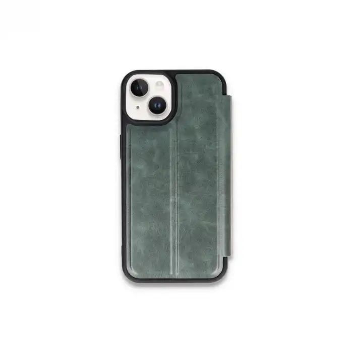 Apple İphone 15 Kılıf Flip Cover - Koyu Yeşil