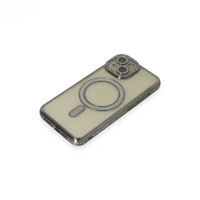 Apple İphone 15 Kılıf Joke Simli Magneticsafe Kılıf - Gri