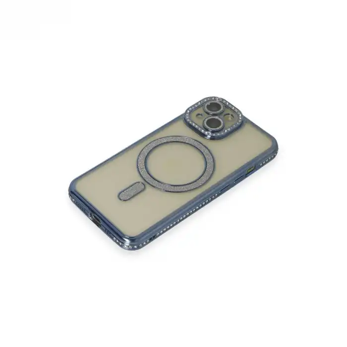 Apple İphone 15 Kılıf Joke Simli Magneticsafe Kılıf - Lacivert