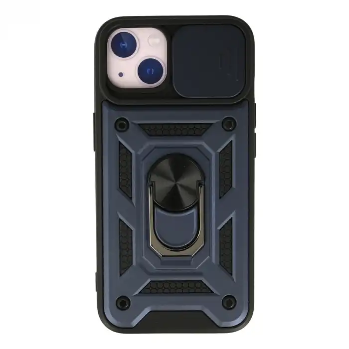 Apple İphone 15 Kılıf Pars Lens Yüzüklü Silikon - Lacivert