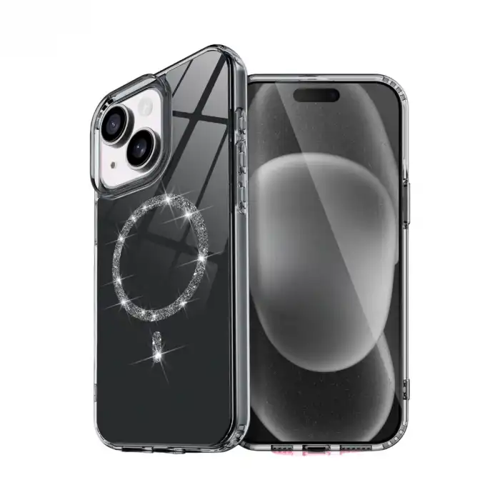 Apple İphone 15 Plus Live Diamond Magsafe Kapak - Siyah