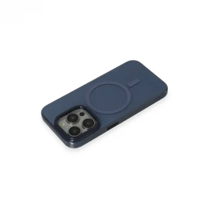 Apple İphone 15 Pro Kılıf Anka Pc Magneticsafe Sert Metal Kapak - Lacivert
