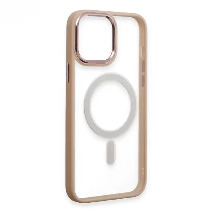 Apple İphone 15 Pro Kılıf Room Magneticsafe Silikon - Pudra