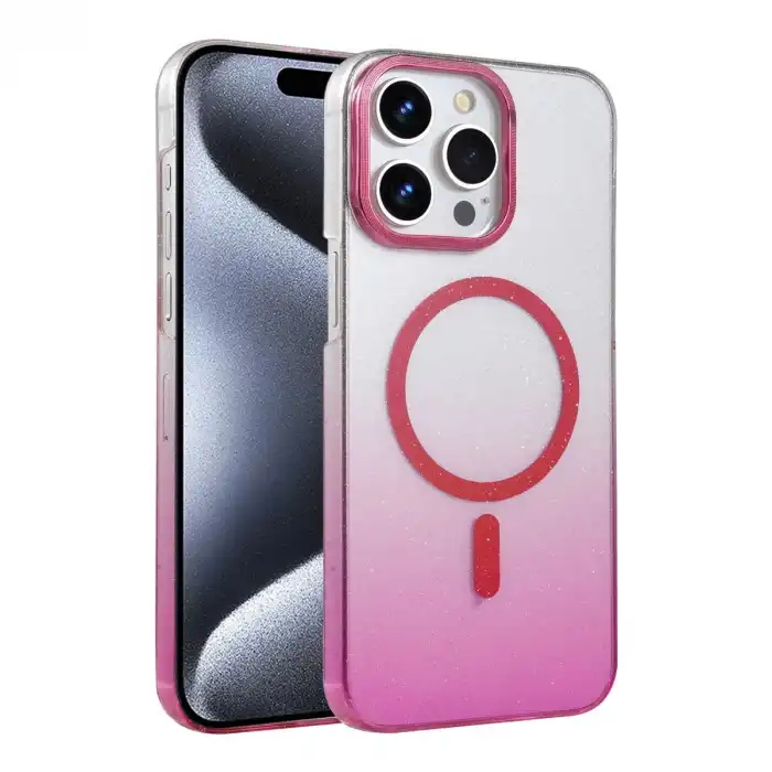 Apple İphone 15 Pro Max Glossy Magsafe Kapak - Pembe