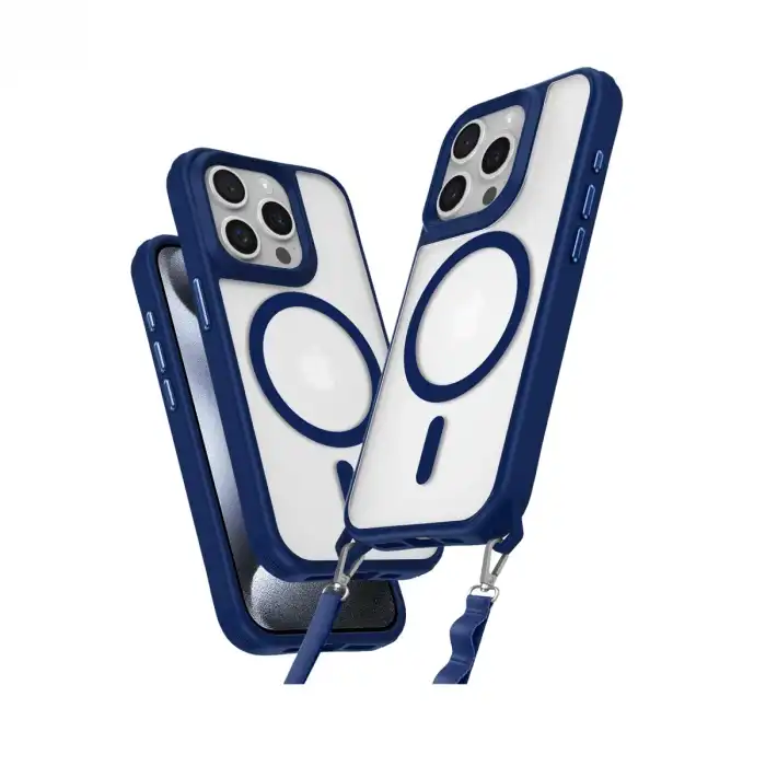 Apple İphone 15 Pro Max Kılıf Enka Magsafe Silikon Kılıf - Lacivert