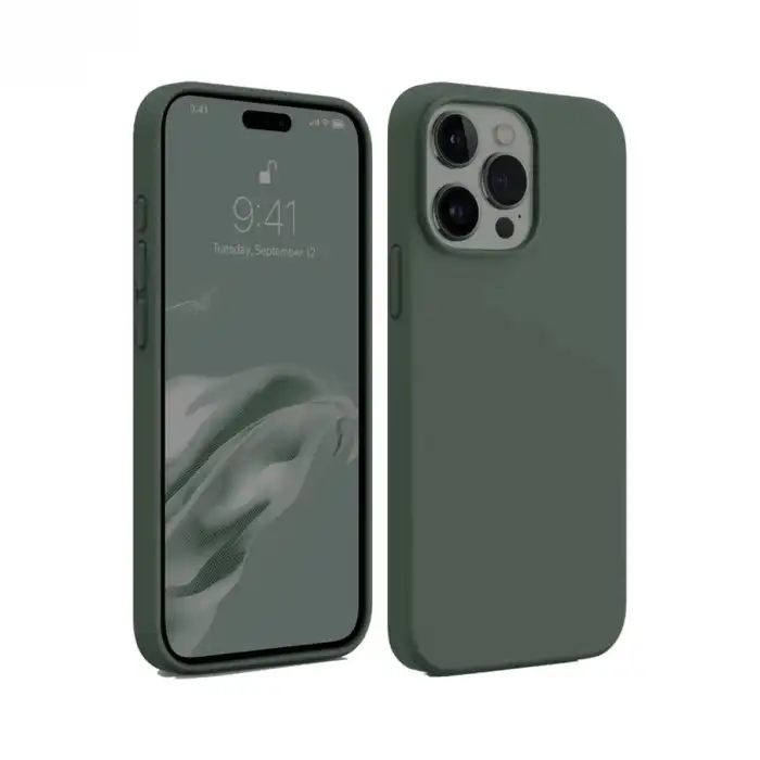 Apple İphone 15 Pro Max Kılıf First Silikon - Koyu Yeşil