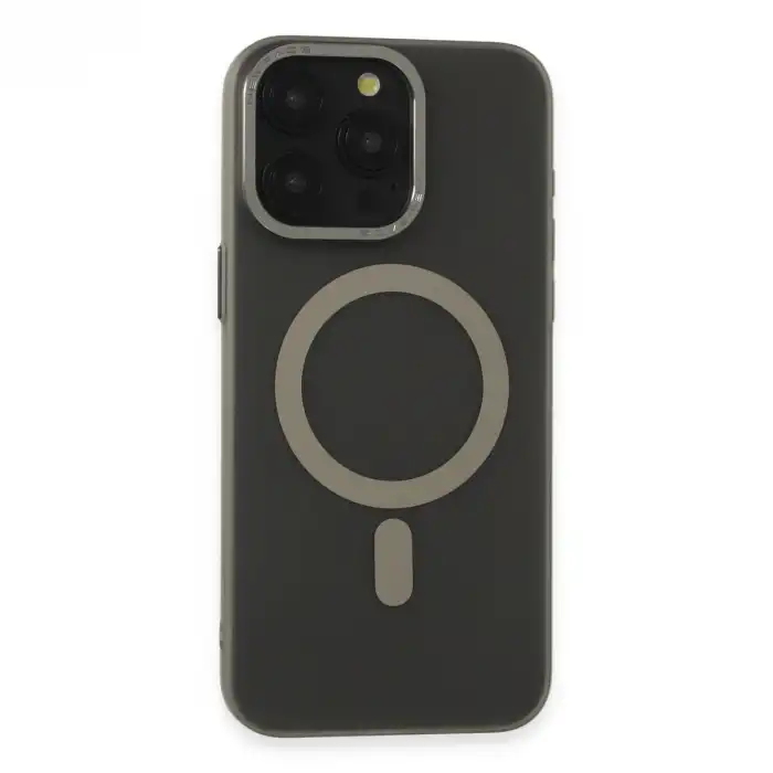 Apple İphone 15 Pro Max Kılıf Lodos Magneticsafe Mat Kapak - Titan Gri