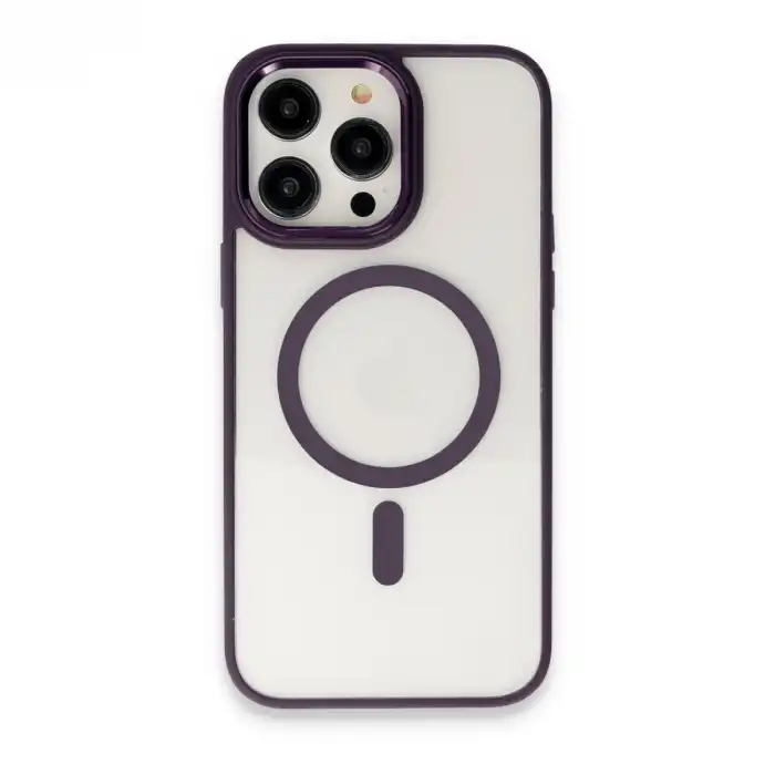Apple İphone 15 Pro Max Kılıf Room Magneticsafe Silikon - Derin Mor