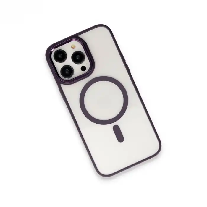 Apple İphone 15 Pro Max Kılıf Room Magneticsafe Silikon - Derin Mor